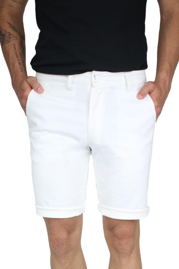 Bermuda De Vestir Color Blanco De Algodón Corte Slim Fit Para Hombre